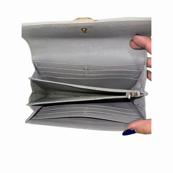 Chanel Boy Continental Flap Wallet Grey Quilted Caviar Leather - Picture 3 of 3